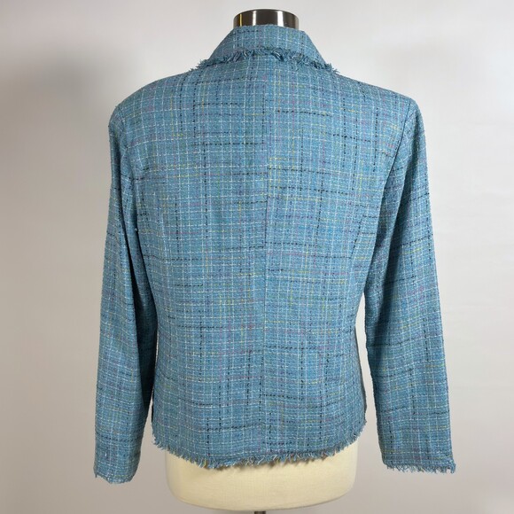 Carole Little Silk Blend Tweed Blazer Pastel Blue - Size Large - Picture 3 of 5